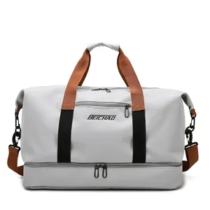 2024 grande capacité couleur Nylon sac polochon étanche sport sec humide séparation dames sac polochon week-end sac de sport