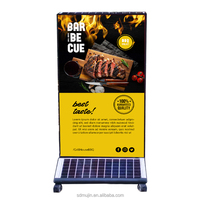 Boîte à lumière LED en aluminium Mujin avec système de charge solaire, panneau publicitaire décoratif suspendu pour l'extérieur