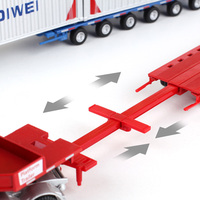 1/50 échelle Diecast Metal Container Double Remorque Modèle De Camion Alliage Lourd Télescopique À Plat Camion Porte-Jouets