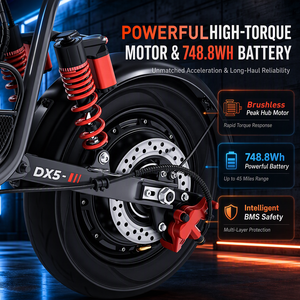 Scooter Eléctrico Flywheel DX5 con Asiento, Estilo Ciclomotor, Doble Suspensión, Frenos de Disco - Product Image 5