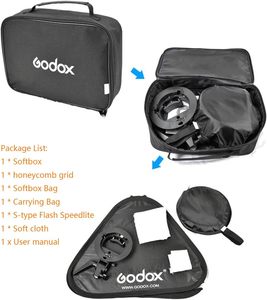 GODOX 50x50cm Bowen Mount S-Type Bracket Faltbare Aufbewahrung softbox mit Honeycomb Grid Carry Bag - Product Image 3