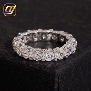 IGI Certified Lab Created Diamond VVS2 Clarity Excellent Cut <b>Eternity</b> <b>Ring</b> Solid 925 Sterling <b>Silver</b> Rhodium Plated Brilliant - Product Image 1