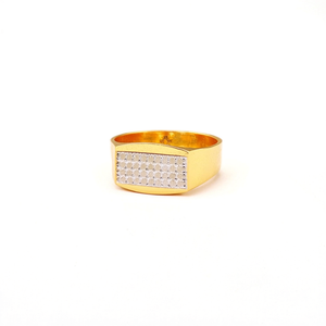 Bague de cocktail pour homme en or 14 carats, sertie de cristaux et strass, style pavé rectangulaire, luxe, pour tous les jours - Product Image 2