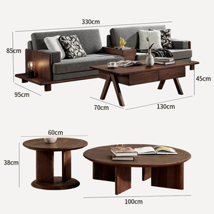 Sofá de dos plazas de nogal sudamericano, sofá moderno simple de madera maciza para sala de estar, combinación de sofá de madera para cuatro personas - Product Image 6