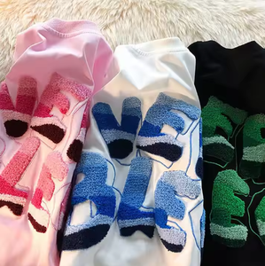 T-shirt personnalisé en chenille épaisse pour homme, broderie chenille OEM, idéal pour le dropshipping - Product Image 6