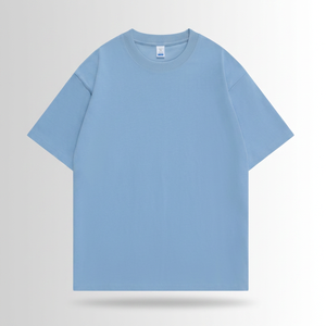 Camiseta de Manga Corta para Hombre, Talla Grande, Color Azul Claro, Algodón, Cuello Redondo, Diseño Liso, Estilo Casual, Tejido Jersey, para Todas las Temporadas - Product Image 3