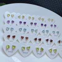 Hypoallergene 925 sterling zilveren oorringen met 6mm hartvormige natuurlijke edelsteen voor gevoelige oren, cadeau voor vrouwen