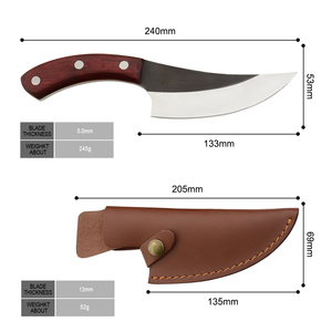 Couteau de boucher chinois <span class=keywords><strong>en</strong></span> vente flash sur le site web, 5 mm, ultra-affûté, fait main, couteau de chasse de poche pour l'extérieur avec étui <span class=keywords><strong>en</strong></span> cuir - Product Image 2