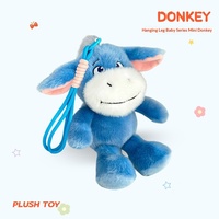 Porte-clés personnalisé en peluche petit âne de 5 pouces, rembourré en coton PP, jouet de machine à griffes, vente en gros