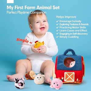 Juguetes para bebés <span class=keywords><strong>animales</strong></span> <span class=keywords><strong>de</strong></span> <span class=keywords><strong>granja</strong></span> <span class=keywords><strong>de</strong></span> peluche sorpresa <span class=keywords><strong>de</strong></span> Granero, sonajero, arrugado, espejo, juguetes Montessori rellenos <span class=keywords><strong>de</strong></span> medias para bebés - Product Image 2