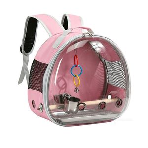 Sac à dos transparent transfrontalier pour le transport d'animaux de compagnie, pliable, à double bandoulière, rose et gris - Product Image 6