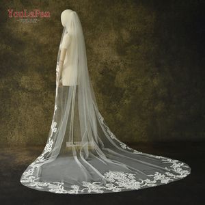 Ylapan v62 शानदार और सुरुचिपूर्ण स्पेनिश शैली के घूंघट विंटेज कढ़ाई फीता एकल परत लंबे पीछे ब्राइडल घूंघट - Product Image 5