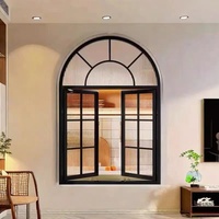 Portes et fenêtres rétro françaises avec fenêtre à arc en aluminium en verre Personnaliser la fenêtre à battant pour la chambre à coucher de la villa