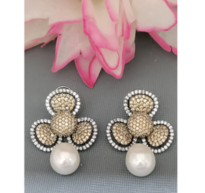 Pendientes Florales Chapados en Oro con Diamantes Americanos para Mujer, Elegantes Pendientes con Circonitas, Joyería para Novias, Bodas y Fiestas - Product Image 6
