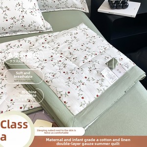 <span class=keywords><strong>Trapunta</strong></span> moderna e semplice stampata fresca per l'estate in lino di <span class=keywords><strong>cotone</strong></span> lavato a doppio strato Set di quattro pezzi per la pelle - Product Image 2
