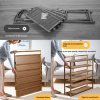 Meuble à chaussures moderne en bambou pliable sans installation, 6 étagères, anti-poussière, pour salon, entrée de maison, appartements locatifs