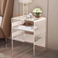 Table d'appoint de salon double couche en acrylique Table d'appoint de chambre détachable