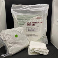 Lingette en microfibre blanche certifiée ISO9001 Jingya pour salle blanche, 100 % polyamide, Classe 100, sans peluches, absorption > 510 ml/m², épaisseur 0,38 mm