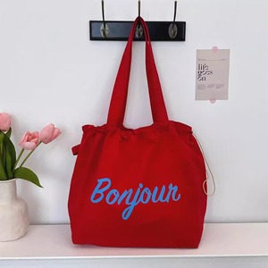 Bolsa de lona ligera con cordón y logotipo personalizado, bolsa de hombro informal con letras para uso diario, MOQ bajo - Product Image 4