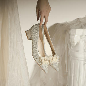 Zapatos de tacón alto de alta calidad para boda, zapatos formales de tacón fino con pedrería para novia, zapatos de mujer con punta poco profunda. - Product Image 6