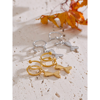 JINYOU-Clip d'oreille en forme de queue de poisson en métal plaqué or 18 carats PVD en acier inoxydable étanche, bijoux pour femmes, nouveauté 5569
