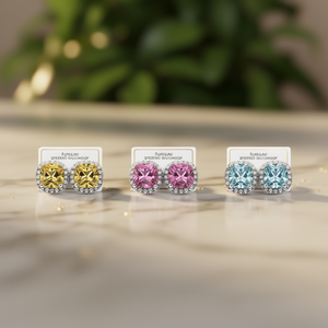 Pendientes Honsiang con bisel de cristal verde claro, joyería clásica para mujer E3718 - Product Image 2