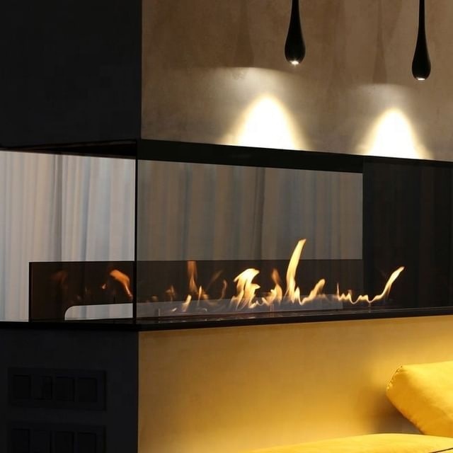 Indoor Modern Steel BioEthanol Fireplace with Remote Control Smart WiFi Control Insert Electric Fireplaces