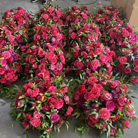 EG-WD164 Dekorasi Bunga Pernikahan untuk Pesta, Bola Bunga Mawar Sutra Buatan Warna Pink Terang, Bola Bunga Oranye Pink