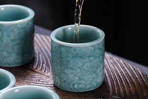 แก้วเซลาดอนลายเมฆมงคล งานแฮนด์เมด ดีไซน์ทันสมัย สไตล์จีนใหม่ ทำจากกระเบื้องเนื้อกระดูก เป็นมิตรกับสิ่งแวดล้อม ขนาด 110 มล. สำหรับดื่มชา ใช้ในบ้านหรือที่ทำงาน - Product Image 6