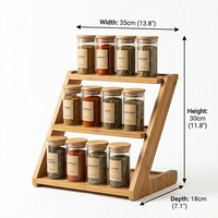 Étagère à épices en bambou à 3 niveaux de style Z, organisateur de comptoir, étagères anti-roulement pour 12 pots à épices, cuisine