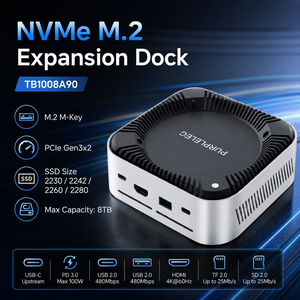 Station d'accueil USB-C 9-en-1 avec boîtier SSD M.2 NVMe, <span class=keywords><strong>HDMI</strong></span> 4K*60Hz, 4 ports USB 2.0, SD/TF, PD 100W, <span class=keywords><strong>hub</strong></span> compact en aluminium pour ordinateur portable - Product Image 5