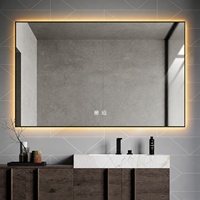 Miroir de salle de bain intelligent à LED avec éclairage, cadre en aluminium rectangulaire mural, étanche et anti-buée, CF Custom 60/70/80/90/100cm