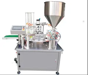 Full Automatic Lid Rotatory Yogurt juice sauce Pet Cup Paper Tray Sealing Machine Plastic Can Sealer Machine