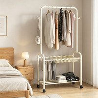 Organizador Metálico Multifuncional Moderno de Tres Niveles, Percheros para Colgar Ropa, para Dormitorio y Sala de Estar, Islas y Carritos