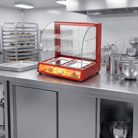 Vitrine chauffante commerciale pour aliments avec façade en verre électrique et chauffe-plats pour boulangeries, restaurants et snack-bars