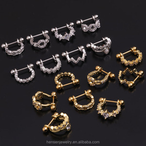 Boucle d'<span class=keywords><strong>oreille</strong></span> en forme de coquille de conque en diamant CZ <span class=keywords><strong>fin</strong></span>, <span class=keywords><strong>piercing</strong></span> orbital, boucle d'<span class=keywords><strong>oreille</strong></span> pour cartilage, <span class=keywords><strong>piercing</strong></span> pour lobe, anneaux pour tétons - Product Image 3