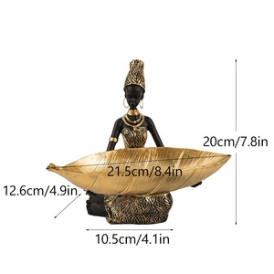 <span class=keywords><strong>Oggetti</strong></span> decorativi <span class=keywords><strong>per</strong></span> soggiorno resina africana donna nera statua di frutta piatto tribale vassoio foglia di stoccaggio <span class=keywords><strong>per</strong></span> <span class=keywords><strong>la</strong></span> decorazione della tavola - Product Image 2
