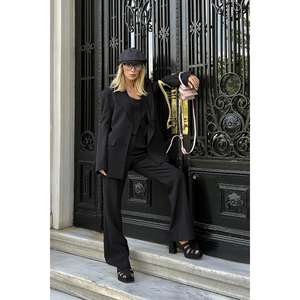 Ensemble veste et pantalon noirs pour femmes, accessoires de costume en gros - Product Image 6