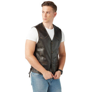 Chaleco de Cuero con Cuello Mao para Hombre, Talla Personalizada, Transpirable, de Alta Calidad y con Servicio OEM - Product Image 4