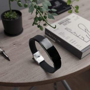 Thép không gỉ người đàn ông Phụ Nữ Silicon dây đeo cổ tay vòng đeo tay với các nút - Product Image 4