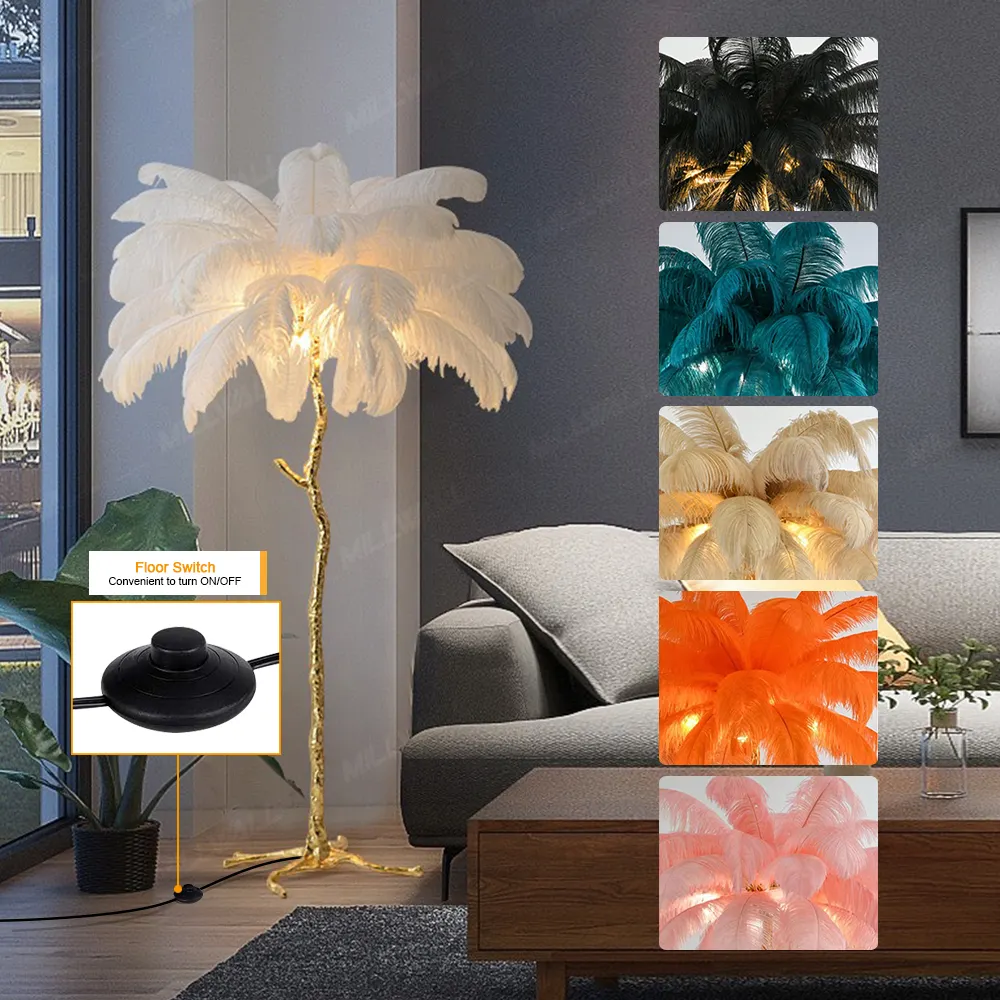 Modern Ostrich Living Room Led Living Room Bedroom Modern Interior Lighting Decor Standing Led Corner Feather Floor Lamp