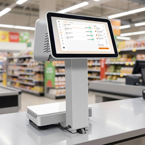 เครื่อง POS แบบ All-in-One หน้าจอคู่ขนาด 15.6 นิ้ว พร้อมเครื่องบันทึกเงินสดระบบสัมผัส รวมถึงเครื่องพิมพ์และเครื่องชั่งน้ำหนัก สำหรับซูเปอร์มาร์เก็ตและร้านค้าปลีก - Product Image 1