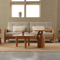 Fauteuil-canapé de salon de style nordique en bois massif pour mobilier d'hôtel, restaurant extérieur et salle à manger