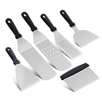 Sac de transport 6 pièces ensemble d'accessoires de plaque chauffante barbecue en acier inoxydable avec grattoir spatule tourneur