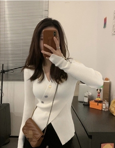 Prodotto di Tendenza OEM ODM, <span class=keywords><strong>Abbigliamento</strong></span> Autunnale da <span class=keywords><strong>Donna</strong></span>, Cardigan Lavorato a Maglia, Elegante Maglione Slim con Scollo a V, Manica Lunga Casual per Signore - Product Image 6