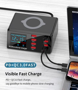 Base de carga USB inalámbrica de 100W 18W PD QC3.0 Estación de carga rápida Pantalla LED inteligente 8 puertos USB para teléfono <span class=keywords><strong>Samsung</strong></span> Huawei - Product Image 2