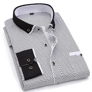 Camisa estampada de manga larga informal a la moda para hombre, camisa de vestir de negocios social ajustada para hombre, ropa de marca para hombre, camisa personalizada