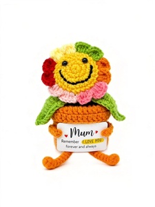 Muñeco de Girasol Tejido a Mano, Apoyo Emocional, Base Blanca, Adorno de Escritorio - Product Image 3