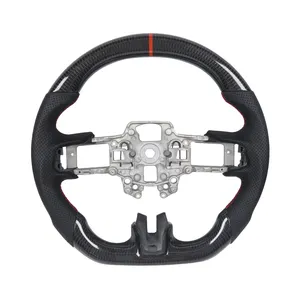 Real Carbon Fiber Flat Sport Steering Wheel Fit For Ford Mustang 2018-2024 Shelby GT500/GT350