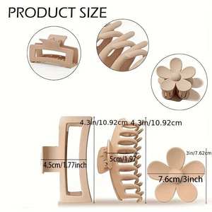 Набор из 12 больших прямоугольных заколок-крабиков для волос из пластика, нескользящих, 11 см, модные, нейтральные, для женщин с густыми волосами, оптом - Product Image 2